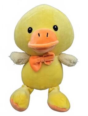 Yellow Duck Plush Toy with Orange Bow Tie